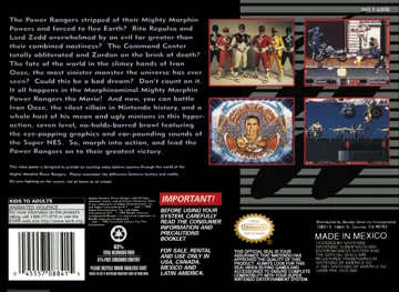 Mighty Morphin Power Rangers - The Movie (USA) box cover back